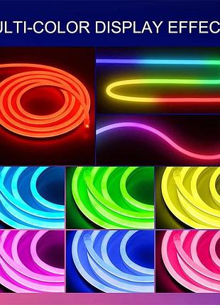 Гибкая светодиодная неоновая лента rgb 10м с синхронизацией музыки (12-24 в, 84...