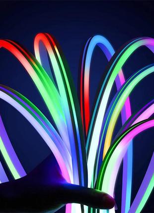 Гибкая светодиодная неоновая лента rgb 10м с синхронизацией музыки (12-24 в, 84...