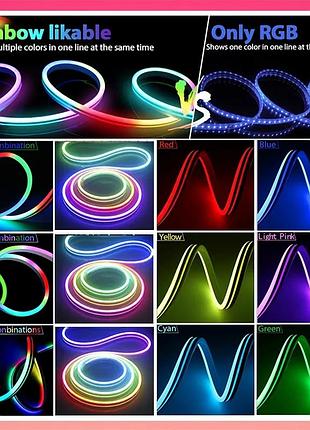 Гибкая светодиодная неоновая лента rgb 10м с синхронизацией музыки (12-24 в, 84...