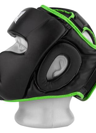 Боксерський шолом тренувальний закритий спортивний для бокса powerplay pu чорно-зелений m dm-115 фото