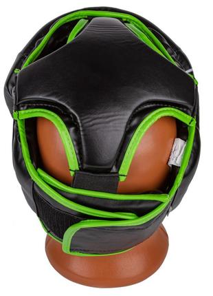 Боксерський шолом тренувальний закритий спортивний для бокса powerplay pu чорно-зелений m dm-112 фото