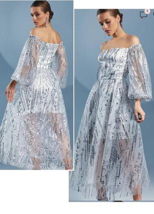 Шикарное сияющее вечернее платье для красавицы4 фото