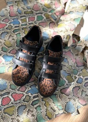 Эксклюзивные кеды кроссовки леопардовые тигровые из итальянской кожи и замши женские на липучках6 фото