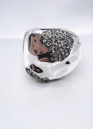 Массивное стильное кольцо серебрянные копи бижутерия