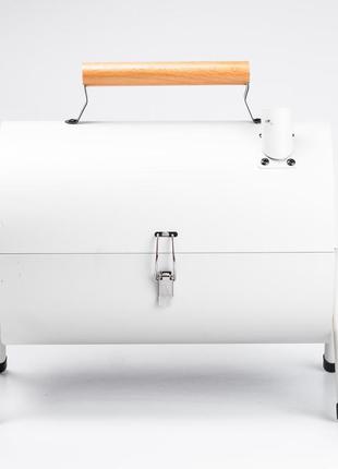 Мангал вугільний двосторонній 38×28×40 см з решіткою білий