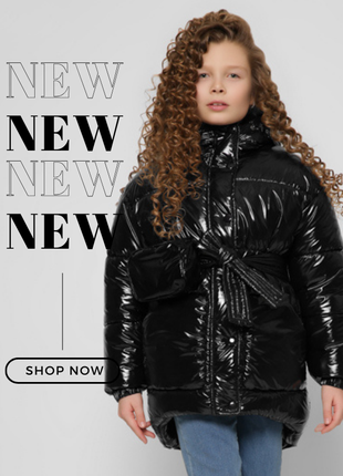 Черная лаковая ультрамодная зимняя куртка