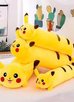 Дитяча подушка іграшка валик покемон пікачу для діток, 70 см, жовтий2 фото