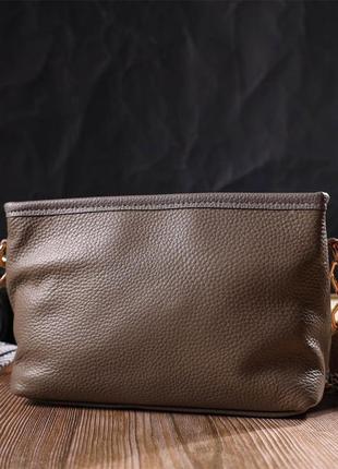 Компактна сумка на плече з натуральної шкіри 22098 vintage сіра7 фото