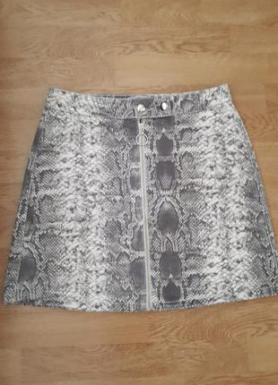 Котоновая юбка в змеиный принт new look