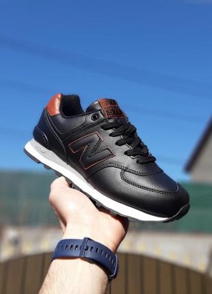 👟 кроссовки new balance 574 черные с коричневым / наложка bs👟3 фото