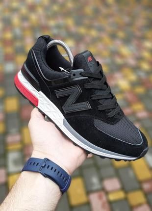 👟 кроссовки new balance 574 черные с красным / наложка bs👟1 фото