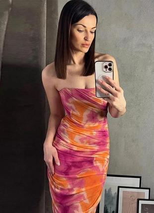 Сукня міді сітка з різнокольоровим принтом від new collection2 фото