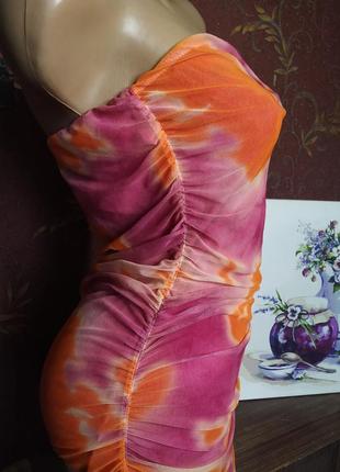 Сукня міді сітка з різнокольоровим принтом від new collection6 фото