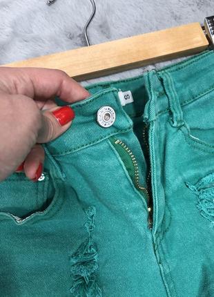 Шорты короткие джинсовые зеленые париж4 фото