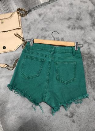 Шорти короткі джинсові зелені париж7 фото