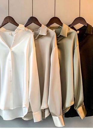 Блуза сорочка  шовк люкс
цвета: черное, масло, беж, белый1 фото