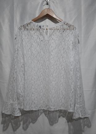 Прозрачная белая ажурная рубашка блуза блузка кофточка кофта3 фото