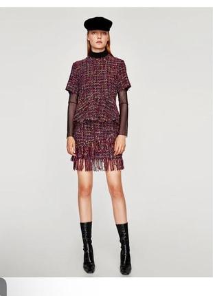 Твидовая юбка, юбка zara