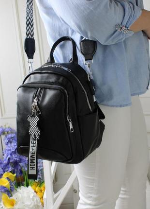 Женский шикарный и качественный рюкзак сумка для девушек из эко кожи серый10 фото