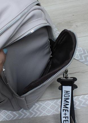 Женский шикарный и качественный рюкзак сумка для девушек из эко кожи серый6 фото