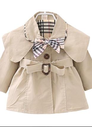 Бежевий тренч для дівчинки стильний тренч burberry стилі пальто для дівчинки бежеве