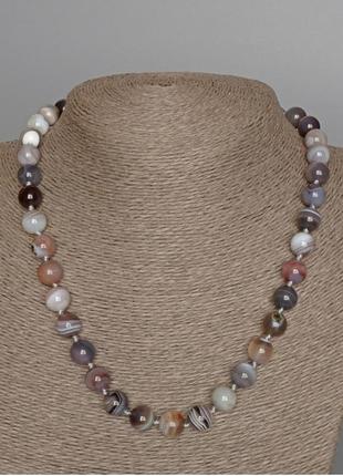 Намисто агат ботсван натуральний камінь гладка кулька d-10мм+- l-48см+-