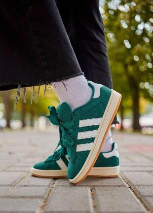 Adidas campus 00s dark green white1 фото