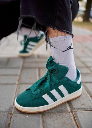 Adidas campus 00s dark green white2 фото