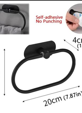 Самоклеючий овальний тримач для рушників у ванну або кухню з нержавіючої сталі чорний2 фото