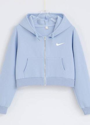 Жіночий укорочений худі nike multi на блискавці з капюшоном двонитка люкс розмір універсальний 42/46