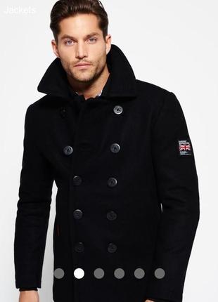 Чоловіче пальто бушлат superdry rookie pea coat