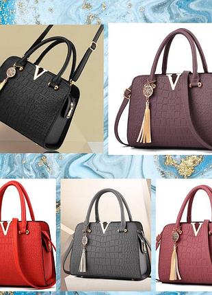 Якісна жіноча сумка на плече фіолетова чррна червона сіра рожева жіноча міська сумочка