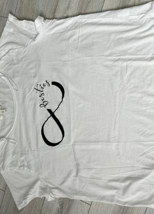 Футболка женская белая коттоновая футболка знак полновесности футболка безграничность белая хлопковая футболка h&amp;m5 фото