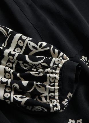 Стильна натуральна чорна довга принтована сукня плаття в стилі бохо рукава буфи бренд h&m