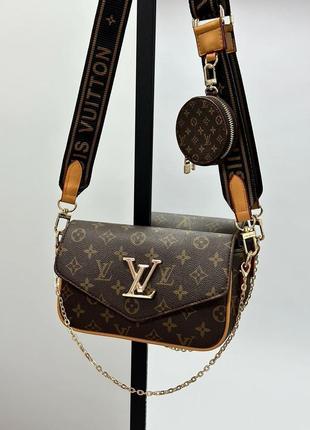 Сумка louis vuitton pochette leather brown