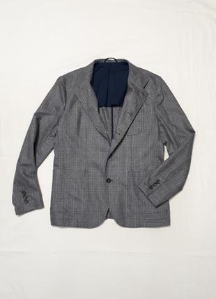 Италия шерстяной легкий пиджак стойка без подкладки серый как новый р 54