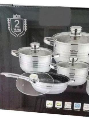 Набор кухонной посуды из нержавеющей стали на 12 предметов rainberg4 фото