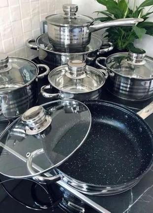 Набор кухонной посуды из нержавеющей стали на 12 предметов rainberg3 фото