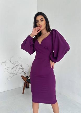 Сукня міді з широкими рукавами5 фото