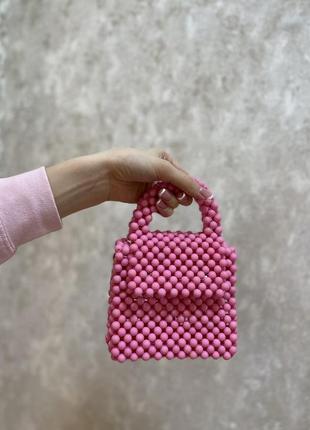 Сумка из акриловых бусин tbh pearl bag розовая2 фото