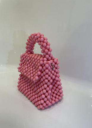 Сумка из акриловых бусин tbh pearl bag розовая5 фото