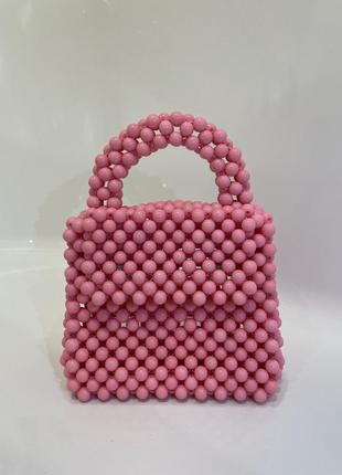 Сумка из акриловых бусин tbh pearl bag розовая4 фото