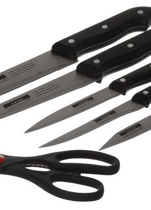 Набор кухонных ножей a-plus 7 предметов черные2 фото