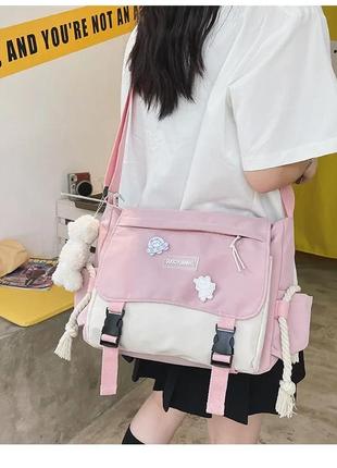 Корейская сумка школьная для универа женская для девочки с карманами готическая готика школы университета2 фото