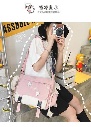 Корейская сумка школьная для универа женская для девочки с карманами готическая готика школы университета3 фото
