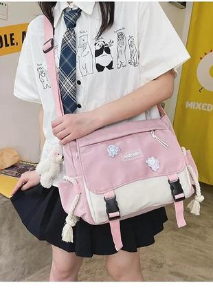 Корейская сумка школьная для универа женская для девочки с карманами готическая готика школы университета7 фото