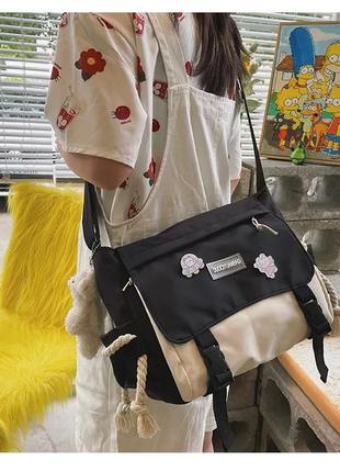 Корейская сумка школьная для универа женская для девочки с карманами готическая готика школы университета9 фото