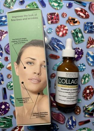 Сироватка для обличчя з колагеном collagen instant plumping serum проти advanced clinicals (usa)2 фото