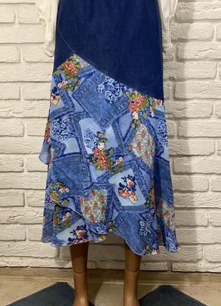 Lisa marlen длинные натуральная юбка с ассиметричным низом, лен, вискоза,4 фото
