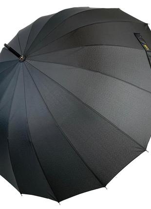 Полуавтоматический мужской зонт-трость на 16 спиц от toprain, черный, 01003-1 топ